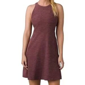 prAna Kimble Dress Flannel Heather Red Pink Athletic Stretch Size XS Pockets
